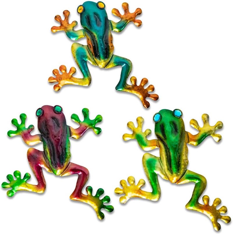 dreamskip Store Frog Decor, Outdoor Wall Art, Metal Frog Wall Decor for Fence, Garden, Patio, Yard, Outside Gifts for Adults (3 Pieces) - Image 1